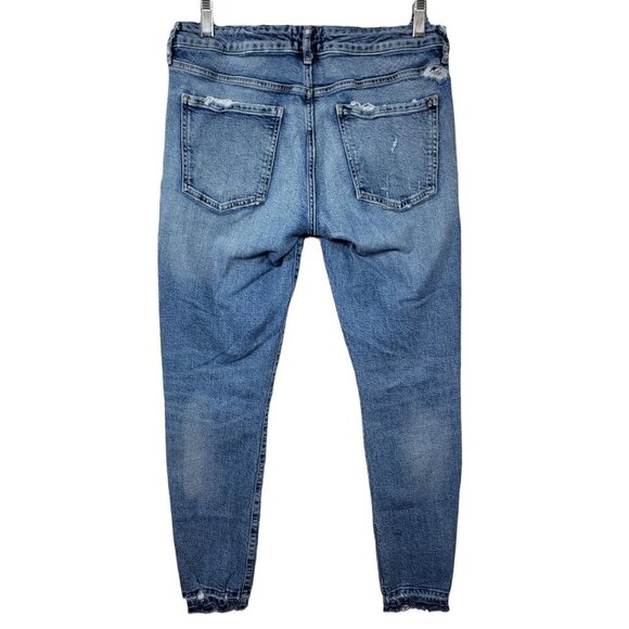 AGOLDE Lara Jeans SZ 29 8 Skinny Badlands Low Rise Distressed Raw Hem Cropped - Picture 3 of 13